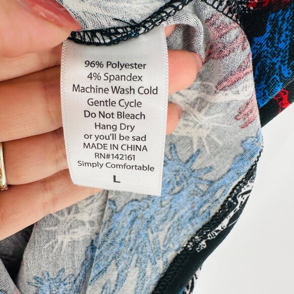 LuLaRoe Juliet Dress Patriotic Black Red Blue White Statue Of Liberty Print L - Picture 7 of 7